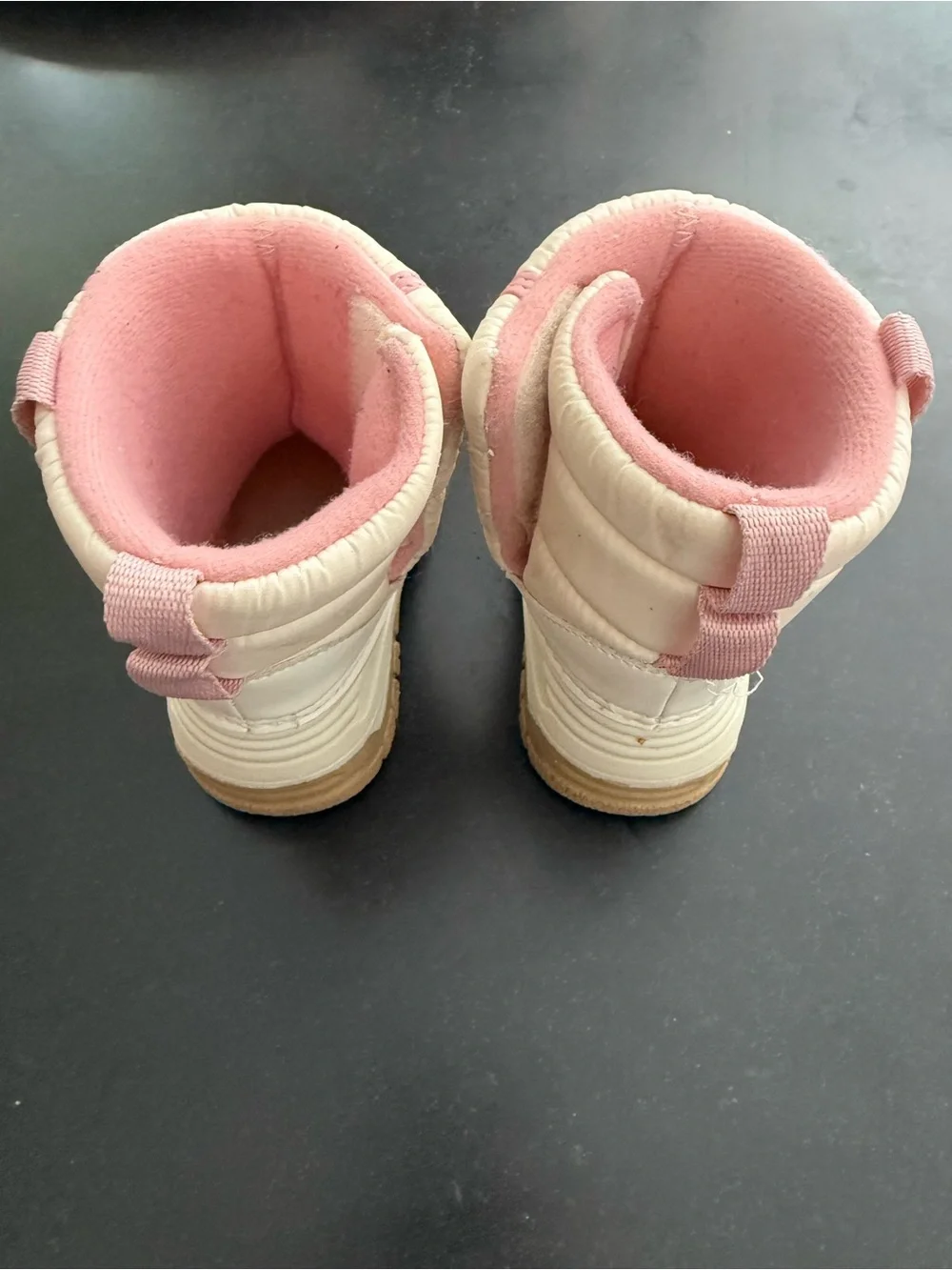 Kids White and Pink Winter Snow Boots